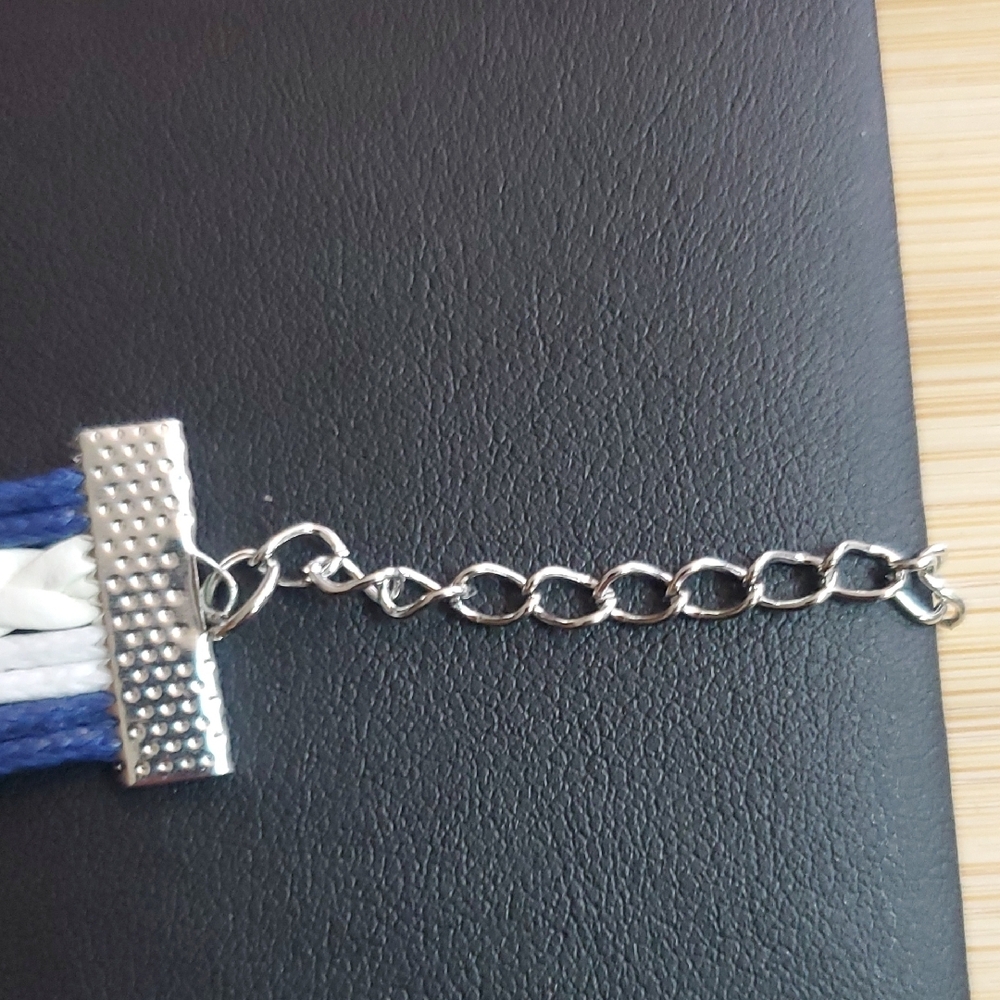 Blue and White Nautical Cord Bracelets with Silver Charms - Picture 6 of 9
